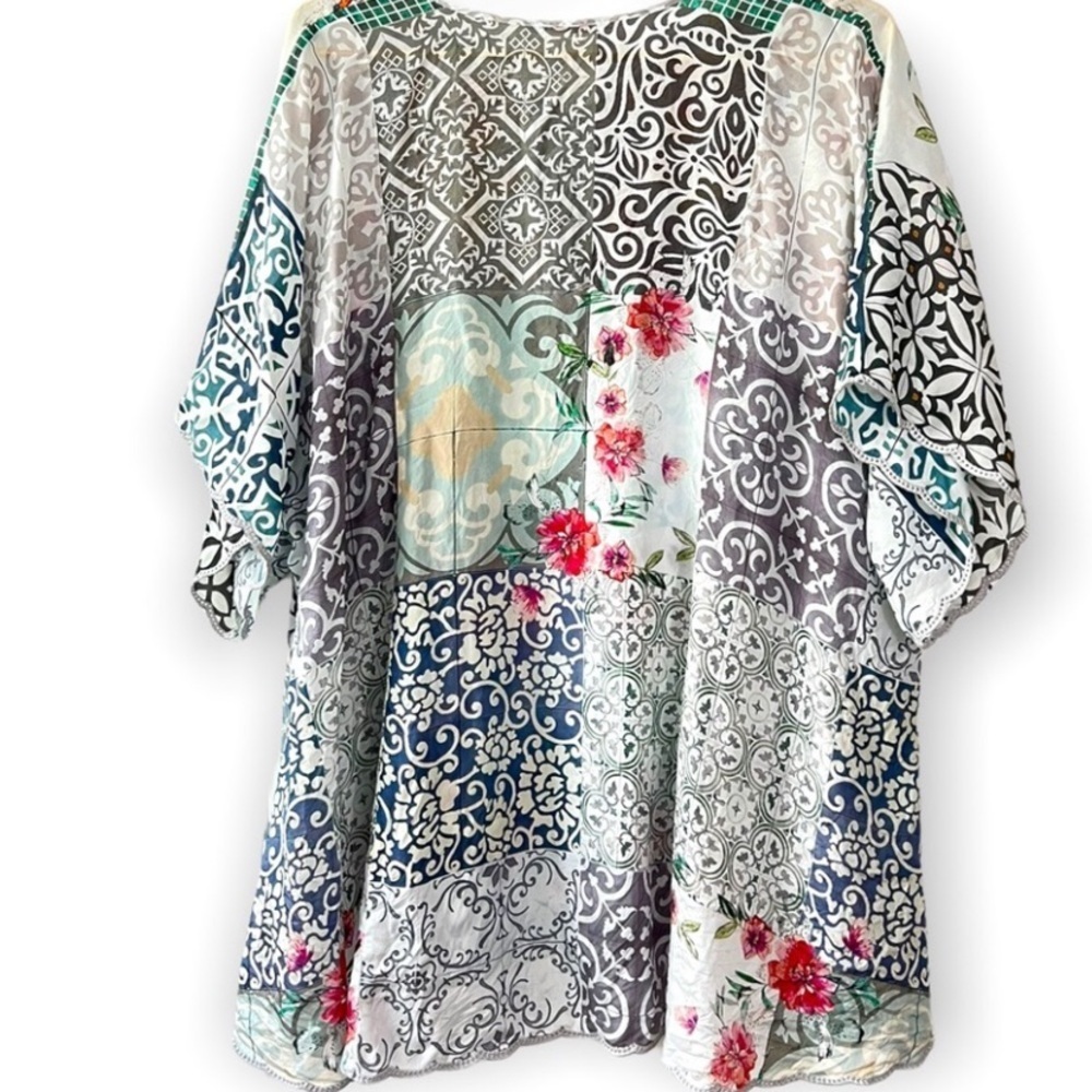 JOHNNY WAS Georgette Silk Blouse 👚 EUC sz XL - Picture 3 of 12